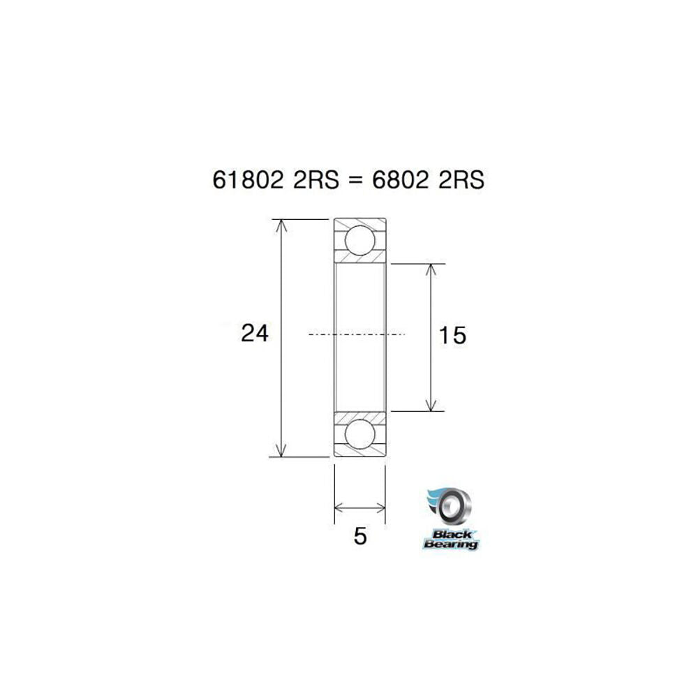Black Bearing UB-6802-B5 (15x24x5mm) bearing