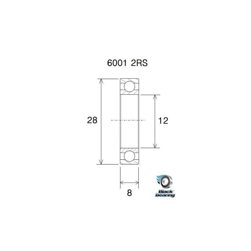 Black Bearing ub-6001 (12x28x8mm) b5 bearing